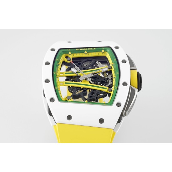 Richard Mille - RM61-01 43mm White Ceramic/RU Sketelon Dial on Yellow Rubber Strap ZF RMUL2
