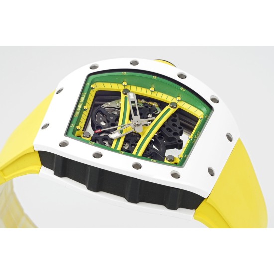 Richard Mille - RM61-01 43mm White Ceramic/RU Sketelon Dial on Yellow Rubber Strap ZF RMUL2
