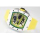 Richard Mille - RM61-01 43mm White Ceramic/RU Sketelon Dial on Yellow Rubber Strap ZF RMUL2