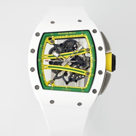 Richard Mille - RM61-01 43mm White Ceramic/RU Sketelon Dial on White Rubber Strap ZF RMUL2