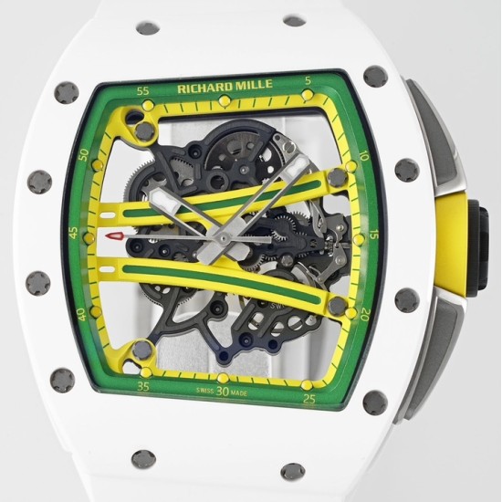 Richard Mille - RM61-01 43mm White Ceramic/RU Sketelon Dial on White Rubber Strap ZF RMUL2