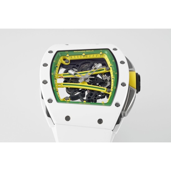 Richard Mille - RM61-01 43mm White Ceramic/RU Sketelon Dial on White Rubber Strap ZF RMUL2