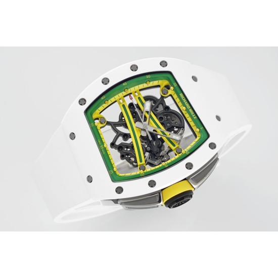 Richard Mille - RM61-01 43mm White Ceramic/RU Sketelon Dial on White Rubber Strap ZF RMUL2