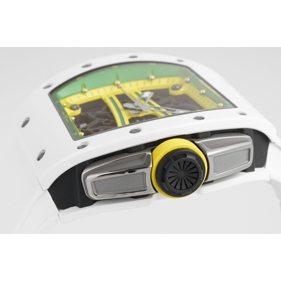 Richard Mille - RM61-01 43mm White Ceramic/RU Sketelon Dial on White Rubber Strap ZF RMUL2