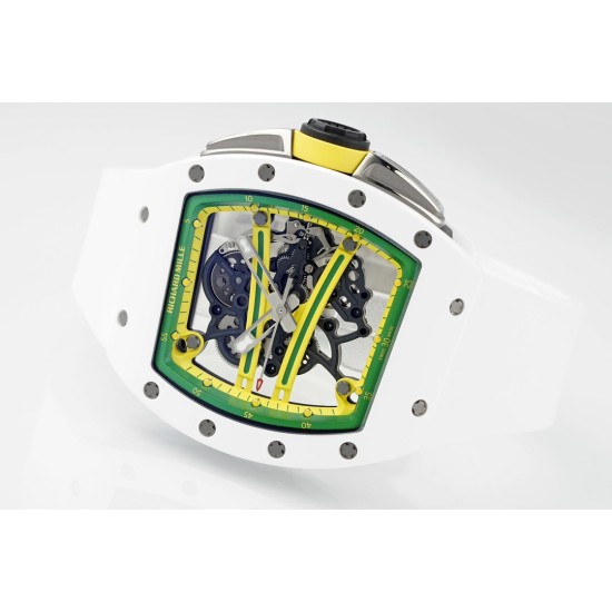 Richard Mille - RM61-01 43mm White Ceramic/RU Sketelon Dial on White Rubber Strap ZF RMUL2