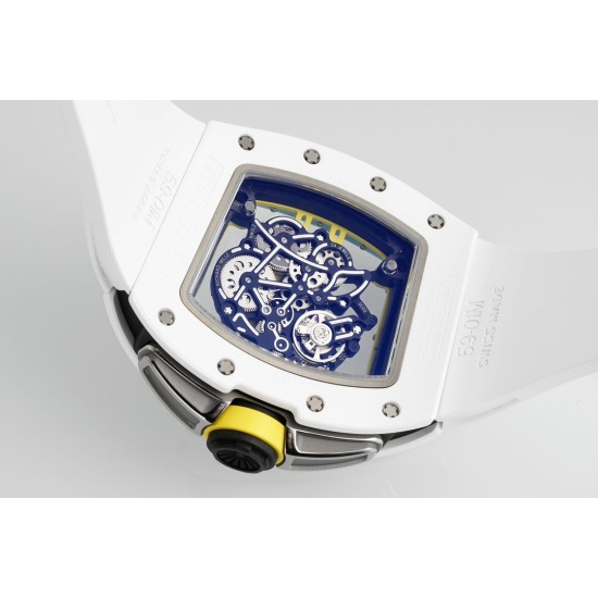 Richard Mille - RM61-01 43mm White Ceramic/RU Sketelon Dial on White Rubber Strap ZF RMUL2