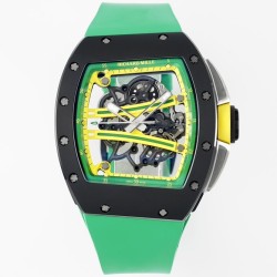 Richard Mille - RM61-01 43mm Black Ceramic/RU Sketelon Dial on Green Rubber Strap ZF RMUL2