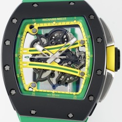 Richard Mille - RM61-01 43mm Black Ceramic/RU Sketelon Dial on Green Rubber Strap ZF RMUL2