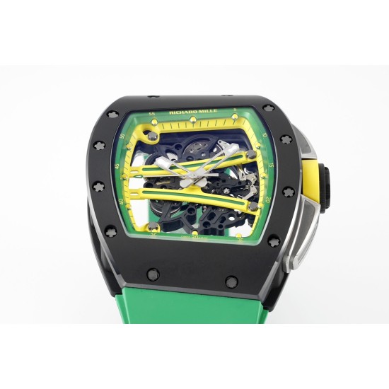 Richard Mille - RM61-01 43mm Black Ceramic/RU Sketelon Dial on Green Rubber Strap ZF RMUL2