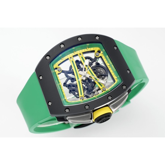Richard Mille - RM61-01 43mm Black Ceramic/RU Sketelon Dial on Green Rubber Strap ZF RMUL2