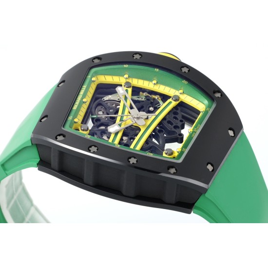 Richard Mille - RM61-01 43mm Black Ceramic/RU Sketelon Dial on Green Rubber Strap ZF RMUL2