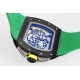 Richard Mille - RM61-01 43mm Black Ceramic/RU Sketelon Dial on Green Rubber Strap ZF RMUL2
