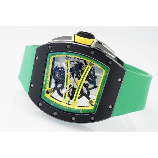 Richard Mille - RM61-01 43mm Black Ceramic/RU Sketelon Dial on Green Rubber Strap ZF RMUL2