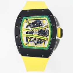 Richard Mille - RM61-01 43mm Black Ceramic/RU Sketelon Dial on Yellow Rubber Strap ZF RMUL2