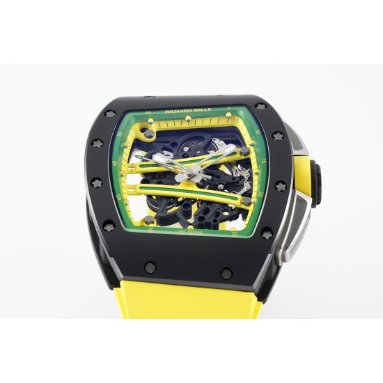Richard Mille - RM61-01 43mm Black Ceramic/RU Sketelon Dial on Yellow Rubber Strap ZF RMUL2