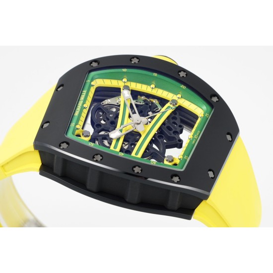 Richard Mille - RM61-01 43mm Black Ceramic/RU Sketelon Dial on Yellow Rubber Strap ZF RMUL2