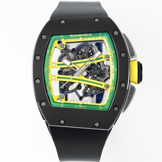 Richard Mille - RM61-01 43mm Black Ceramic/RU Sketelon Dial on Black Rubber Strap ZF RMUL2