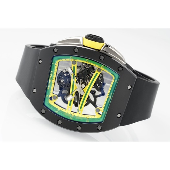 Richard Mille - RM61-01 43mm Black Ceramic/RU Sketelon Dial on Black Rubber Strap ZF RMUL2