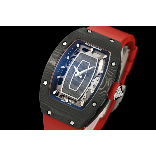 Richard Mille - RM07-01 32mm Ladies NTPT Carbon Case Red Rubber Strap Skeleton Dial G+ CRMA2 Automatic