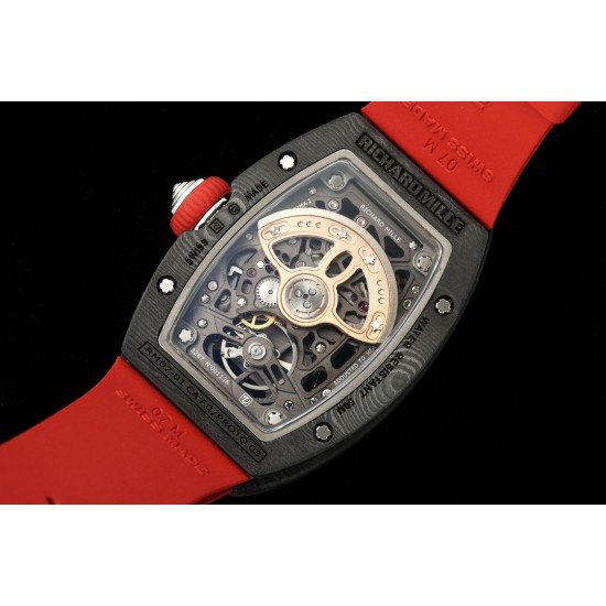 Richard Mille - RM07-01 32mm Ladies NTPT Carbon Case Red Rubber Strap Skeleton Dial G+ CRMA2 Automatic