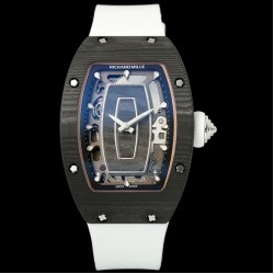 Richard Mille - RM07-01 32mm Ladies NTPT Carbon Case White Rubber Strap Skeleton Dial G+ CRMA2 Automatic