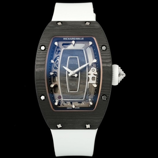 Richard Mille - RM07-01 32mm Ladies NTPT Carbon Case White Rubber Strap Skeleton Dial G+ CRMA2 Automatic