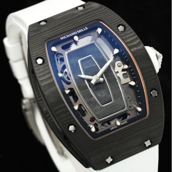 Richard Mille - RM07-01 32mm Ladies NTPT Carbon Case White Rubber Strap Skeleton Dial G+ CRMA2 Automatic