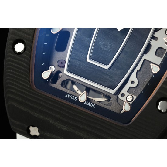 Richard Mille - RM07-01 32mm Ladies NTPT Carbon Case White Rubber Strap Skeleton Dial G+ CRMA2 Automatic