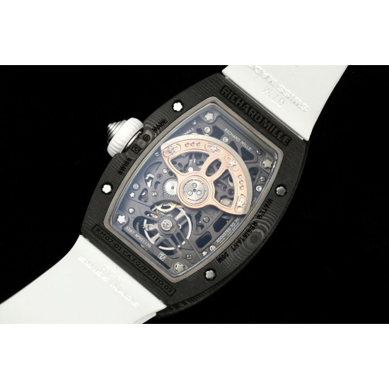Richard Mille - RM07-01 32mm Ladies NTPT Carbon Case White Rubber Strap Skeleton Dial G+ CRMA2 Automatic