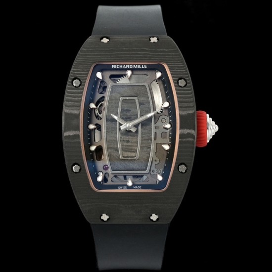 Richard Mille - RM07-01 32mm Ladies NTPT Carbon Case Black Rubber Strap Skeleton Dial G+ CRMA2 Automatic
