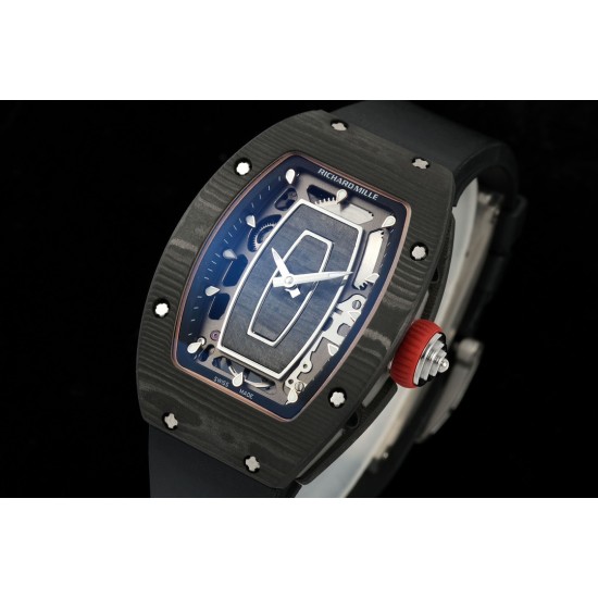 Richard Mille - RM07-01 32mm Ladies NTPT Carbon Case Black Rubber Strap Skeleton Dial G+ CRMA2 Automatic