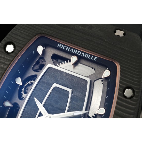 Richard Mille - RM07-01 32mm Ladies NTPT Carbon Case Black Rubber Strap Skeleton Dial G+ CRMA2 Automatic