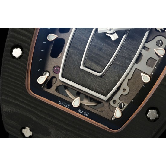 Richard Mille - RM07-01 32mm Ladies NTPT Carbon Case Black Rubber Strap Skeleton Dial G+ CRMA2 Automatic