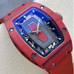 Richard Mille - RM07-01 32mm Ladies NTPT Carbon Case Red Rubber Strap Skeleton Dial G+ CRMA2 Automatic