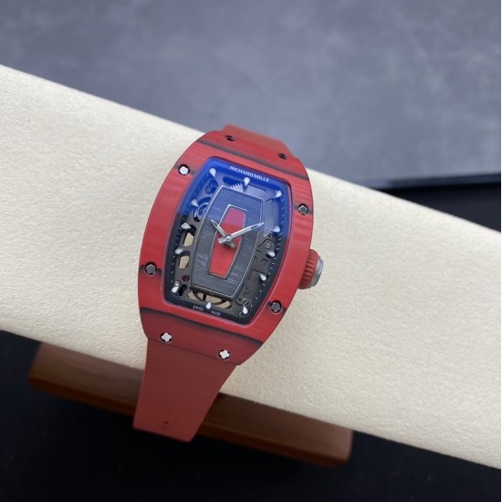 Richard Mille - RM07-01 32mm Ladies NTPT Carbon Case Red Rubber Strap Skeleton Dial G+ CRMA2 Automatic