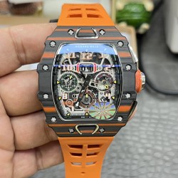 Richard Mille - RM11-03 44.5mm Auto Flyback Chrono Forged Carbon Case Rubber Strap KVF A7750 Super Clone