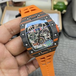Richard Mille - RM11-03 44.5mm Auto Flyback Chrono Forged Carbon Case Rubber Strap KVF A7750 Super Clone