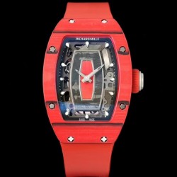 Richard Mille - RM07-01 32mm Ladies NTPT Carbon Case Red Rubber Strap Skeleton Dial G+ CRMA2 Automatic