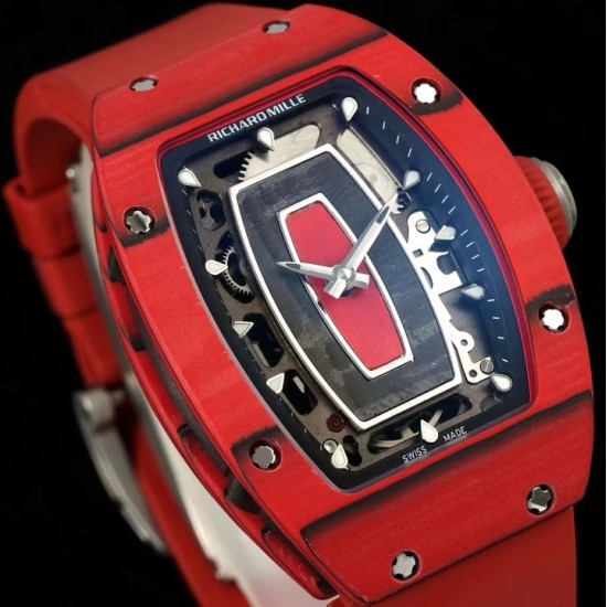 Richard Mille - RM07-01 32mm Ladies NTPT Carbon Case Red Rubber Strap Skeleton Dial G+ CRMA2 Automatic