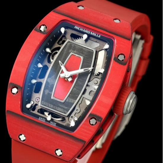 Richard Mille - RM07-01 32mm Ladies NTPT Carbon Case Red Rubber Strap Skeleton Dial G+ CRMA2 Automatic