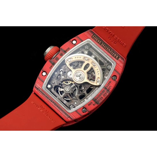 Richard Mille - RM07-01 32mm Ladies NTPT Carbon Case Red Rubber Strap Skeleton Dial G+ CRMA2 Automatic