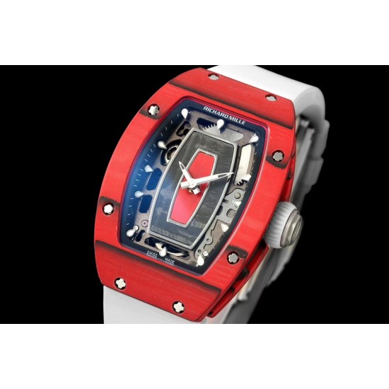 Richard Mille - RM07-01 32mm Ladies NTPT Carbon Case White Rubber Strap Skeleton Dial G+ CRMA2 Automatic