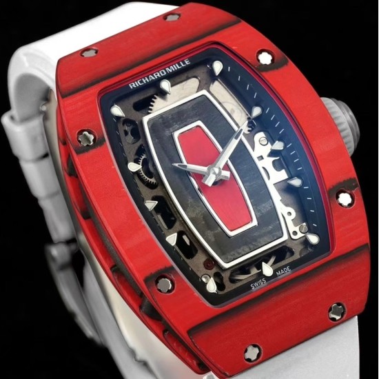 Richard Mille - RM07-01 32mm Ladies NTPT Carbon Case White Rubber Strap Skeleton Dial G+ CRMA2 Automatic