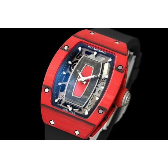Richard Mille - RM07-01 32mm Ladies NTPT Carbon Case Black Rubber Strap Skeleton Dial G+ CRMA2 Automatic