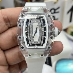 Richard Mille - RM07-02 31mm Ladies Transparent Case Skeleton Dial White Rubber Strap OPF A9015 Automatic