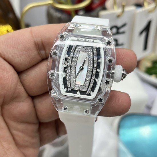 Richard Mille - RM07-02 31mm Ladies Transparent Case Skeleton Dial White Rubber Strap OPF A9015 Automatic