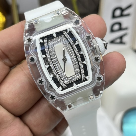 Richard Mille - RM07-02 31mm Ladies Transparent Case Skeleton Dial White Rubber Strap OPF A9015 Automatic