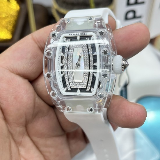 Richard Mille - RM07-02 31mm Ladies Transparent Case Skeleton Dial White Rubber Strap OPF A9015 Automatic
