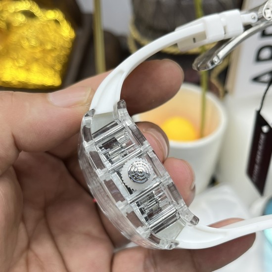 Richard Mille - RM07-02 31mm Ladies Transparent Case Skeleton Dial White Rubber Strap OPF A9015 Automatic