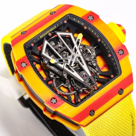 Richard Mille-RM27-03 Limited Edition Rafael Nadal 43mm Yellow FC/NY Blk/Blk BBR Tourbillon